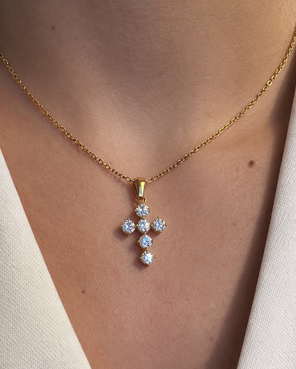 Crystal Cross Halskette