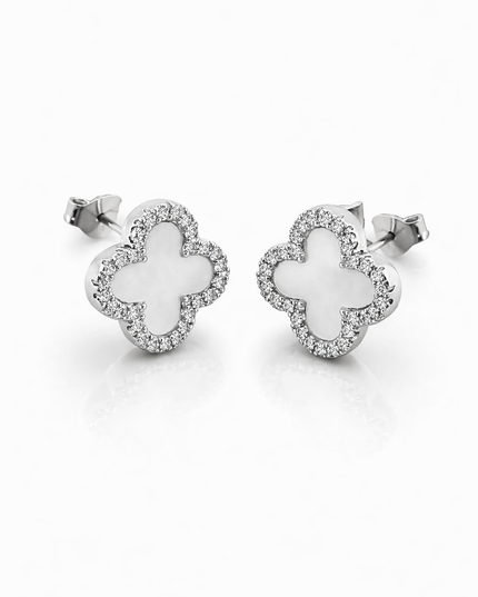 Clover Halo Ohrstecker Silber