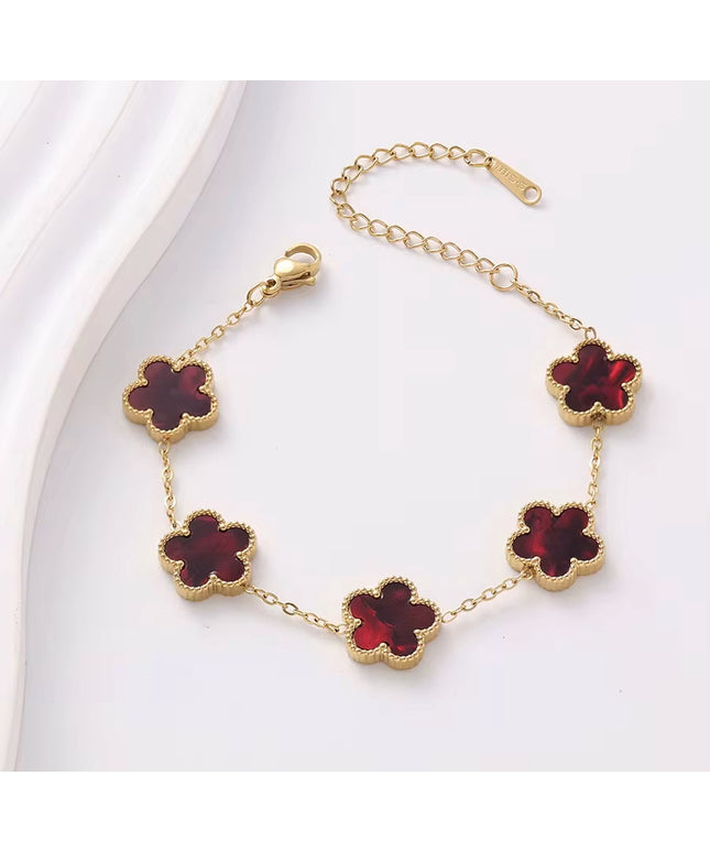 Ruby Clover Golden Armband