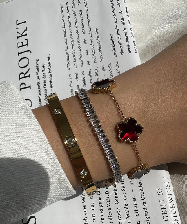 Ruby Clover Golden Armband