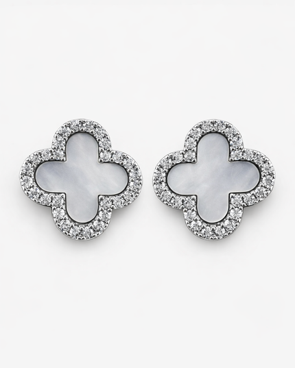 Clover Halo Ohrstecker Silber