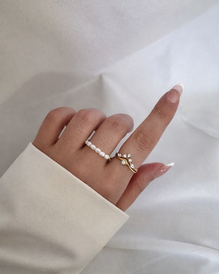 Wave Pearl Ring