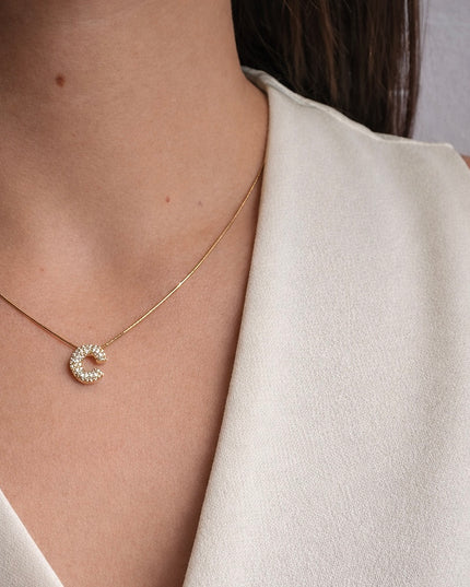 Initial Pavé Halskette - Gold