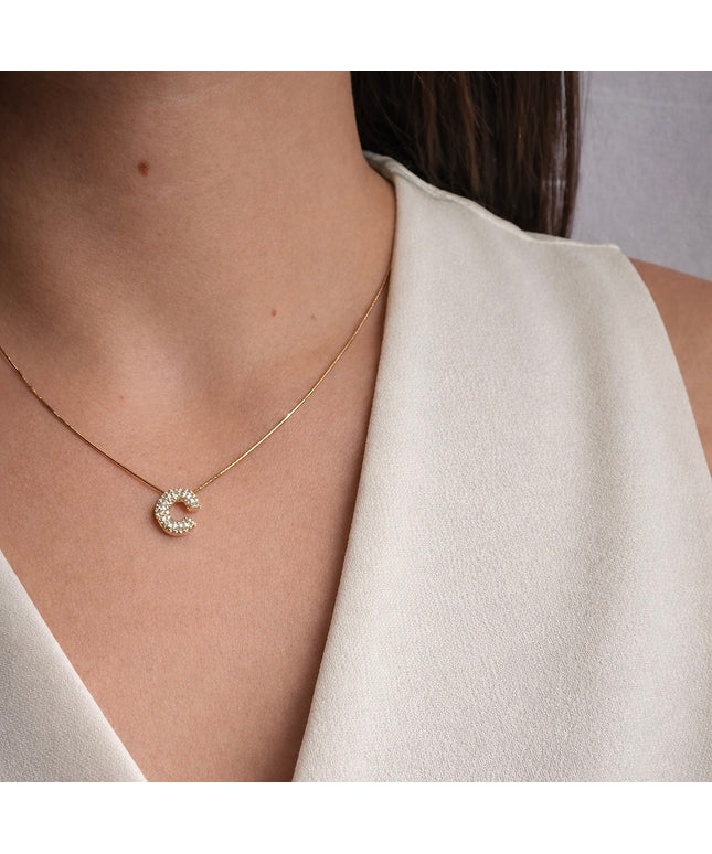Initial Pavé Halskette - Gold