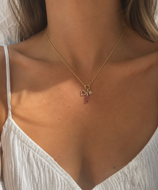 Charm Pink Heart Halskette