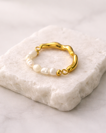Wave Pearl Ring