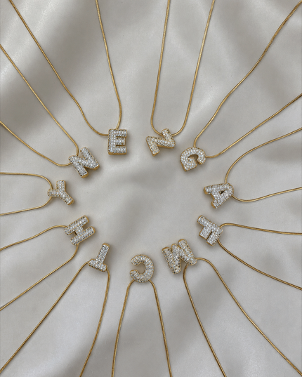 Initial Pavé Halskette - Gold