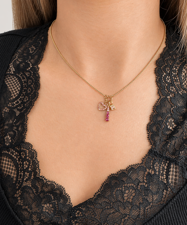 Charm Pink Heart Halskette