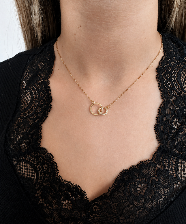 Duo Pavé Circle Halskette